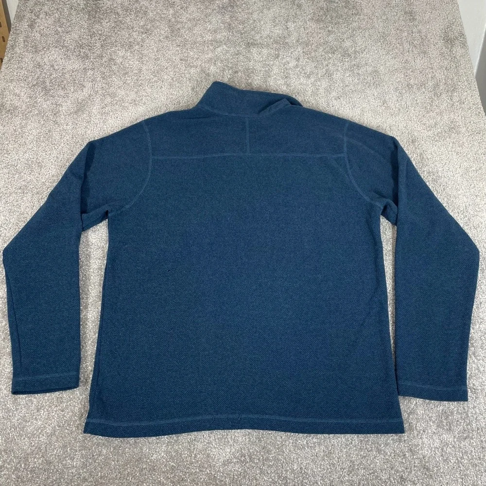 North Face 1/4 Zip Fleece Pullover Mens Large‎ Textured Cap Rock Sweater Blue